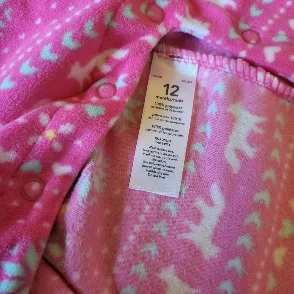 Carter's Fleece Baby Girl Romper Pink 12 month